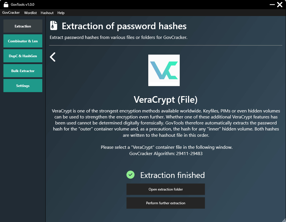 Extracting a Vera Crypt (File) Password Hash with GovTools